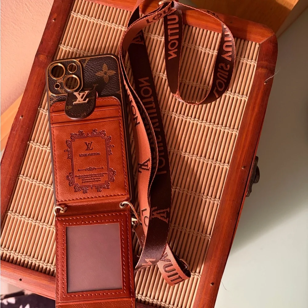 iPhone 13 wallet, with cross body strap Monogram Phone Case with Strap - Picture 2 of 2